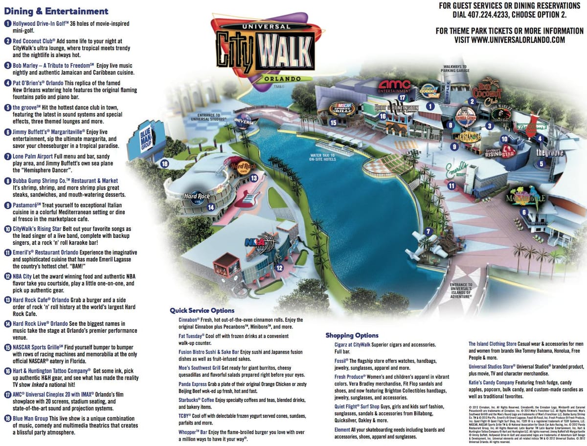Универзал Орландо citywalk мапа